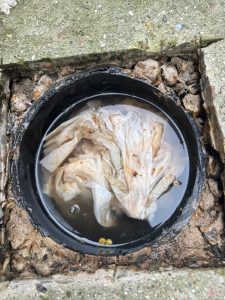 blocked drain by wet wipes